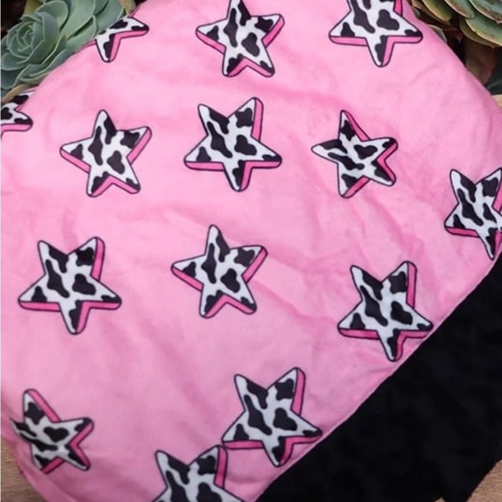 Cow print stars baby blanket